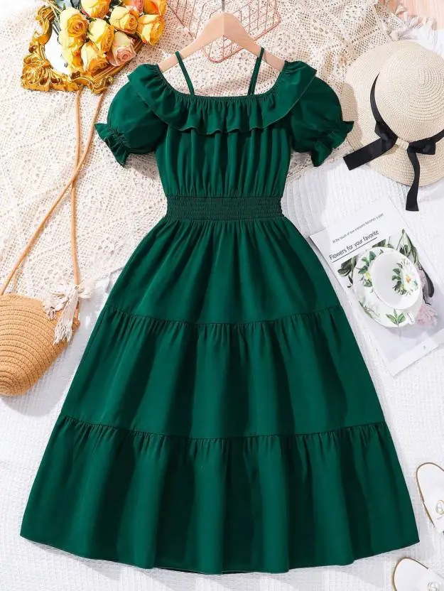 Ethit  Girls Midi/Knee Length Casual Dress